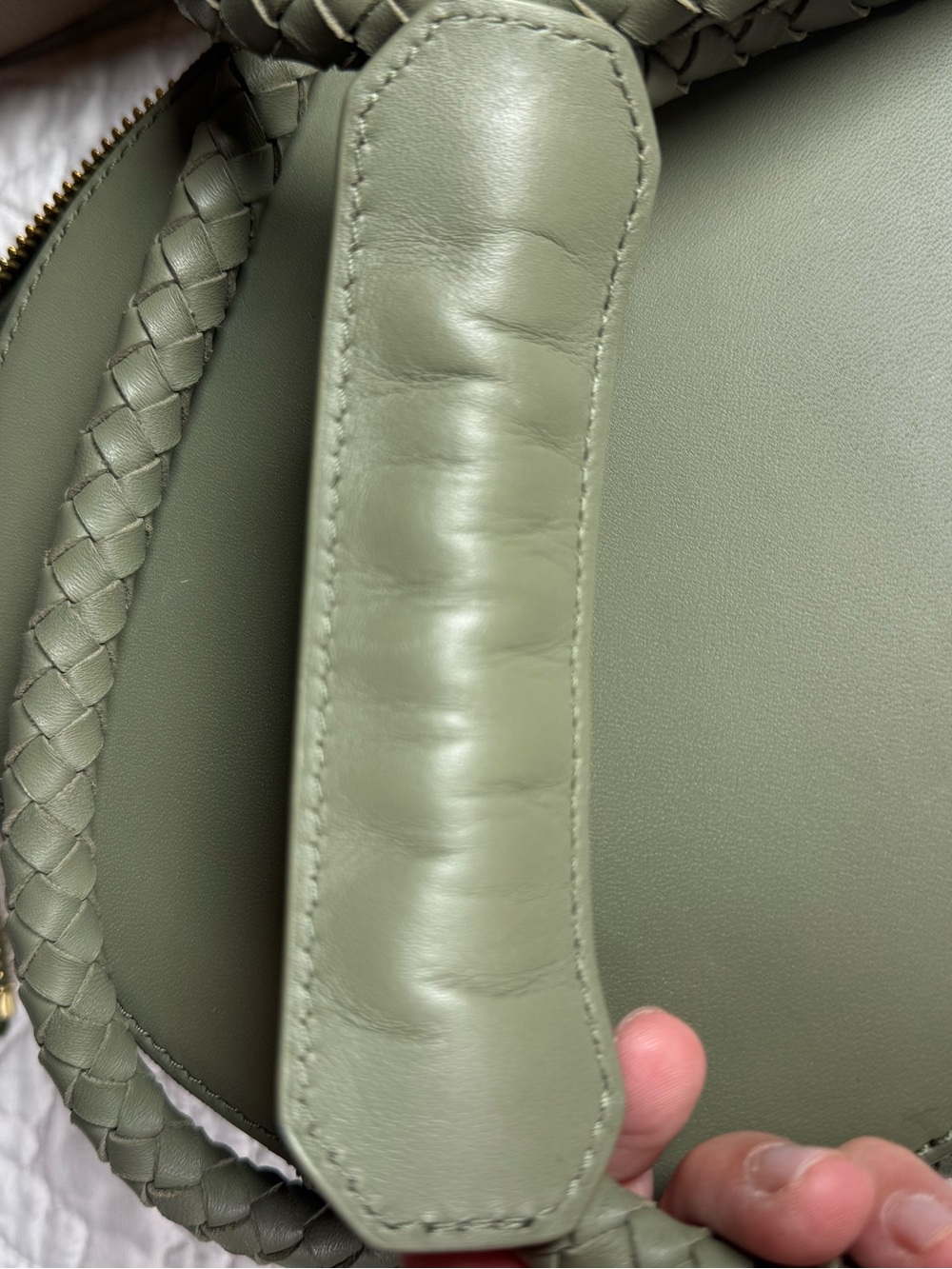 Neely and Chloe Canteen Bag Army Green Leather EUC - Picture 8 of 11